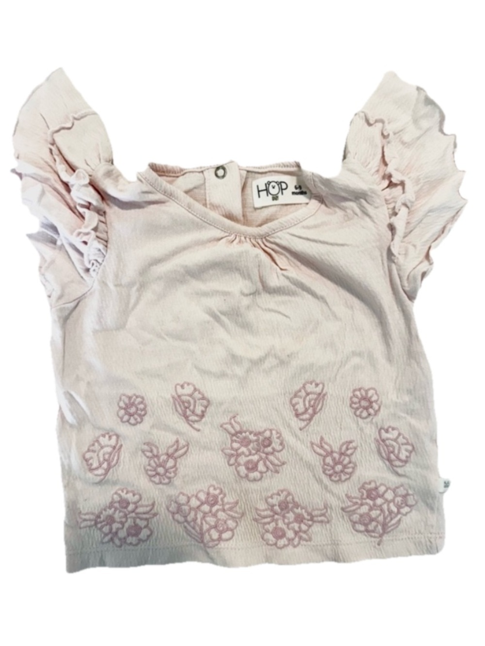 Pink Floral Ruffle Sleeve Shirt Baby Girl 6–9 Months
